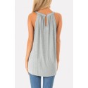 Cutout Keyhole Back Twisted Casual High Low Tank Top
