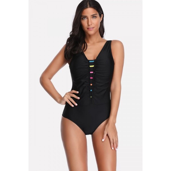 Black Padded Low Back Sexy One Piece Swimsuit