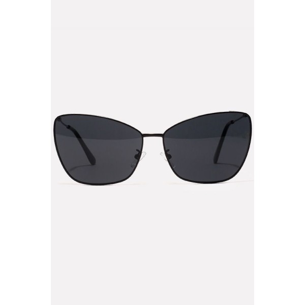 Black Tinted Lens Metal Full Frame Cat Eye Sunglasses