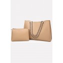 Apricot Plaid Chain Double Handle Two-piece Set Tote Handbag