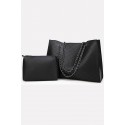 Black Plaid Chain Double Handle Two-piece Set Tote Handbag