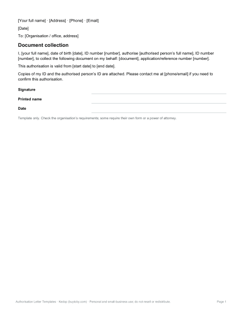 Preview of the first page of Document collection letter (DOCX)
